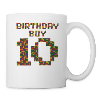 Süßes Geschenk zum 10. Geburtstag 10 Jahre alter Block - Tasse - Weiß - Rechts