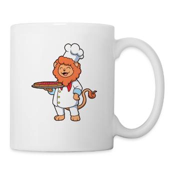 Lion is a pizza maker - Mug - white - Right