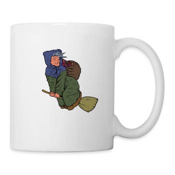 With Christmas presents on broomsticks - Befana - Mug - white - Right
