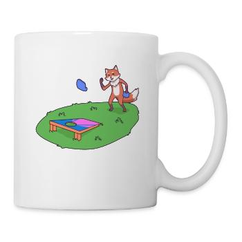 Fox plays cornhole - Mug - white - Right