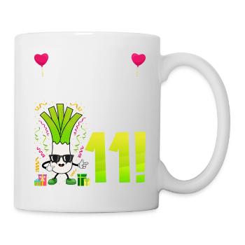 Hurra der Lauch wird 11 - Tasse - Weiß - Rechts