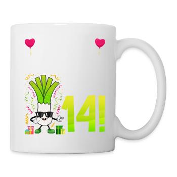Hurra der Lauch wird 14 - Tasse - Weiß - Rechts