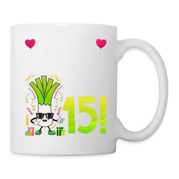 Hurra der Lauch wird 15 - Tasse - Weiß - Rechts