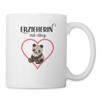 Erzieherin mit Herz Beste Kindergärtnerin Abschied - Tasse - Weiß - Rechts