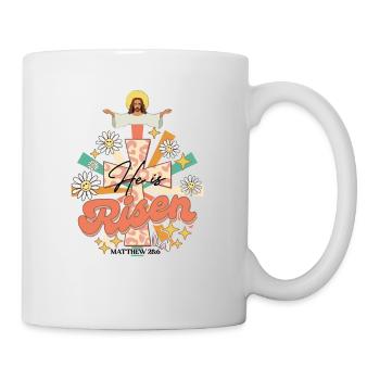 Jesus Bibelvers Retro Design mit Blumen Vintage - Tasse - Weiß - Rechts
