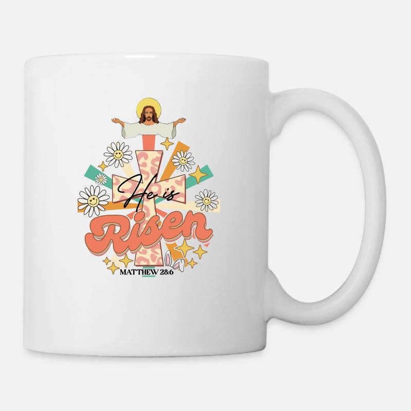 Jesus Bibelvers Retro Design mit Blumen Vintage - Tasse - Weiß