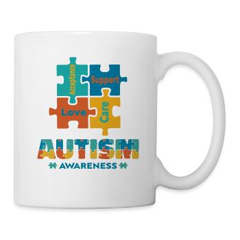 Acceptance Love Autism Awareness Cute Puzzle Piece - Mug - white - Right