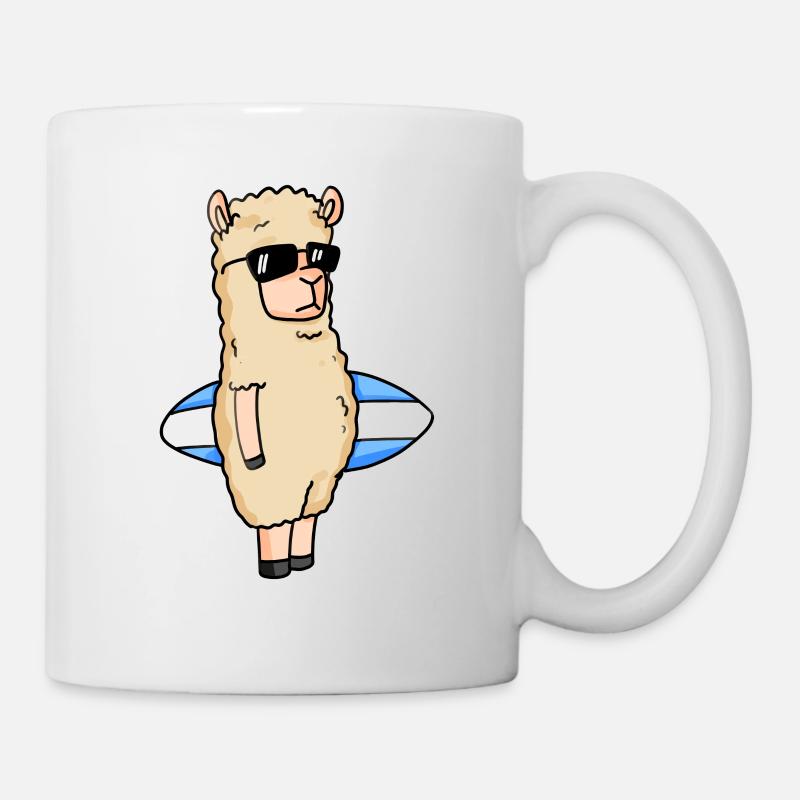 Surfbrett Alpaka Surfen - Tasse - Weiß