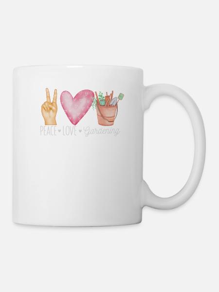 Frieden Liebe Gartenarbeit Lustige Blumen Garten - Tasse - Weiß