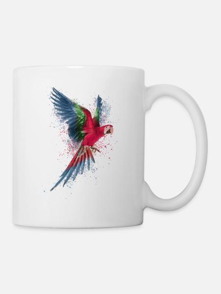 Aquarell Bunt Scharlachrot Ara Papagei Pantanal - Tasse - Weiß
