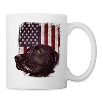 Patriotic USA Flag Black Labrador vêtements pour Lab - Mug blanc - blanc - Droite