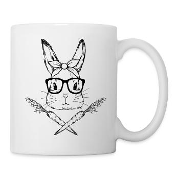 Jolly Roger Osterhase mit Karotten-Kreuzknochen - Tasse - Weiß - Rechts
