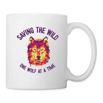 Welttierschutztag Wolf Kunst Wildlife - Tasse - Weiß - Rechts