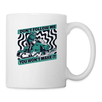 Ne me suivez pas, vous n’en arriverez pas en motoneige - Mug blanc - blanc - Droite