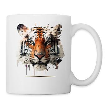 Tiger Kunst Geschenk Tiermotiv Kunst Tier Zoo - Tasse - Weiß - Rechts