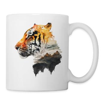 Tiger Berge Natur Landschaft Geschenk Tier Zoo - Tasse - Weiß - Rechts