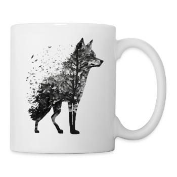 Wolf Gift Art Tree Leaves Animal Forest Zoo - Mug - white - Right