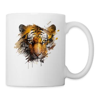 Tiger Kunst Bunt Raubkatze Geschenkidee Frau Tier - Tasse - Weiß - Rechts