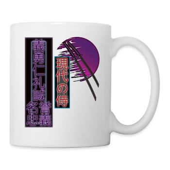 Ästhetik Japan Vaporwave moderner Samurai Retro - Tasse - Weiß - Rechts