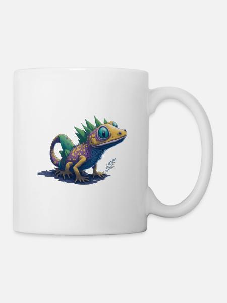 Gamer's Perfect Illustration - Cute Colorful Gekko - Tasse - Weiß