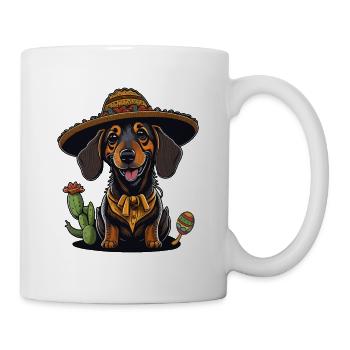Teckel Cinco de Mayo Fiesta Cactus & Sombrero - Mug blanc - blanc - Droite