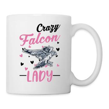 Verrückte Falken Frau - Tasse - Weiß - Rechts