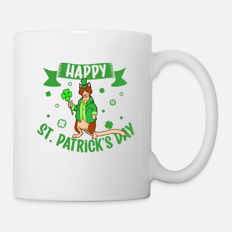 St Patrick's Kangaroo - Happy St Patrick's Day - Mug - white