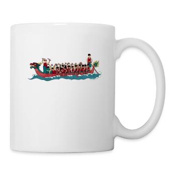Zeichnung eines 20 Mann Drachenboot - Tasse - Weiß - Rechts