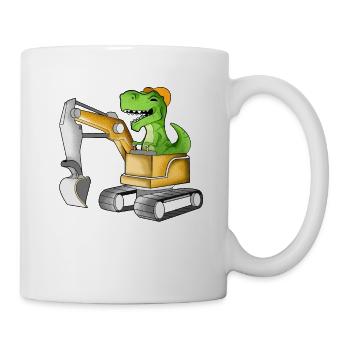 TREX fährt Bagger - Baggerfahrer - Tasse - Weiß - Rechts