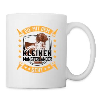 Die mit dem Kleiner Münsterländer geht - Tasse - Weiß - Rechts