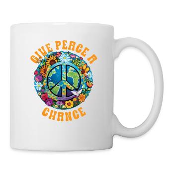 Hippie Peace Zeichen Frieden Blumen Blumenkind - Tasse - Weiß - Rechts