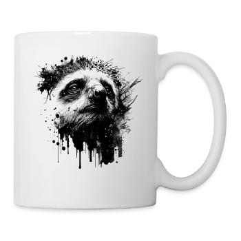 Faultier Kunst Zeichnung Tier Geschenk Faul Zoo - Tasse - Weiß - Rechts