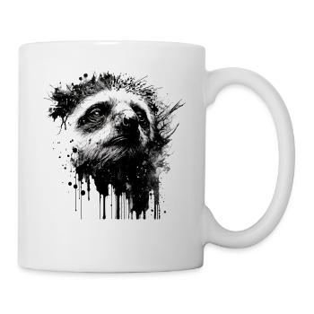 Faultier Kunst Zeichnung Tier Geschenk Faul Zoo - Tasse - Weiß - Rechts