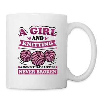 A Girl and Knitting - Tasse - Weiß - Rechts