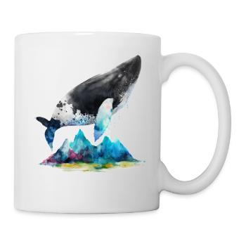 Baleine Coloré Océan Biologiste marin Montagnes Cadeau Art - Mug blanc - blanc - Droite