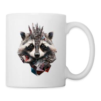 Raccoon Art Animal Gift Zoo Polygon Motif - Mug - white - Right