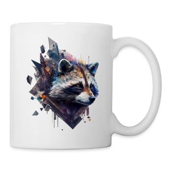 Raccoon Art Animal Gift Zoo Polygon Motif - Mug - white - Right