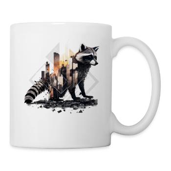 Raccoon Art Animal Gift Zoo Polygon Motif - Mug - white - Right
