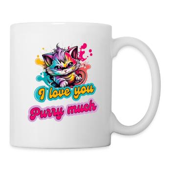 Streetstyle Katze Graffiti Purry Much Kunst - Tasse - Weiß - Rechts