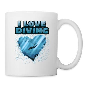 I love diving, scuba diving - Mug - white - Right