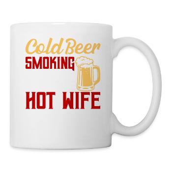 Cold Beer Smoking Grill Hot Wife Grilling BBQ Smok - Mug - white - Right
