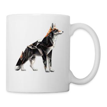 Wolf Polygon Kunst Architektur Tier Geschenk Zoo - Tasse - Weiß - Rechts