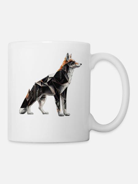 Wolf Polygon Kunst Architektur Tier Geschenk Zoo - Tasse - Weiß