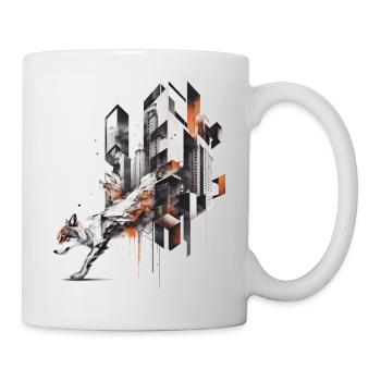 Wolf Polygon Kunst Architektur Tier Geschenk Zoo - Tasse - Weiß - Rechts