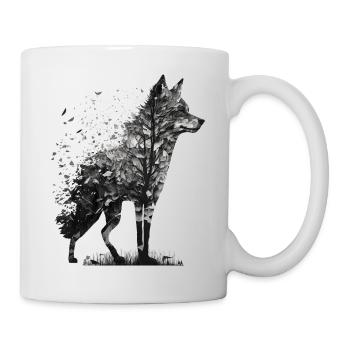 Wolf Kunst Zeichnung Kunstwerk Geschenk Tier Zoo - Tasse - Weiß - Rechts