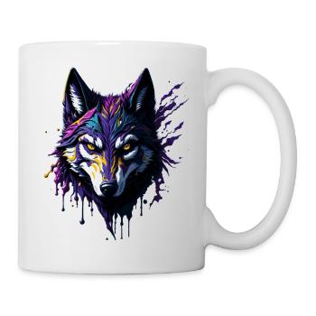 Kunst Pop Art Wolf - Tasse - Weiß - Rechts