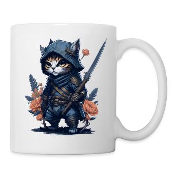 Préparez-vous à l’action avec le chat ninja - Mug blanc - blanc - Droite