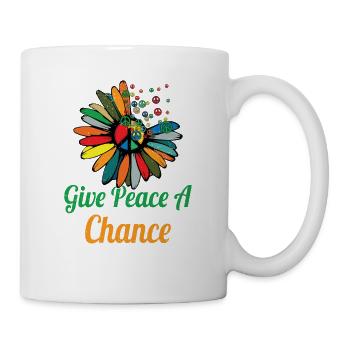 Hippie Peace Zeichen Frieden Blumen Blumenkind - Tasse - Weiß - Rechts