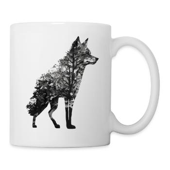 Wolf Kunst Zeichnung Kunstwerk Geschenk Tier Zoo - Tasse - Weiß - Rechts