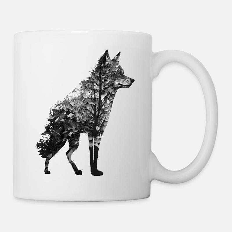 Wolf Kunst Zeichnung Kunstwerk Geschenk Tier Zoo - Tasse - Weiß